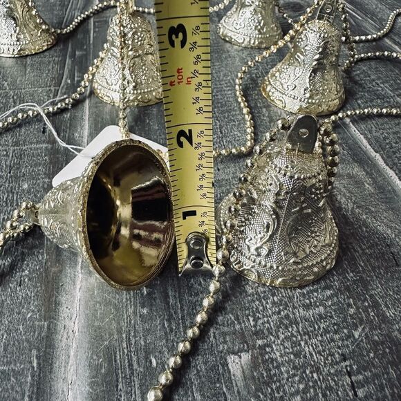 Christmas Holiday Gold Bells Beaded Garland Decor - Picture 3 of 4